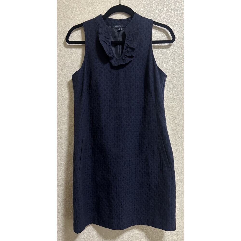 Navy Sleeveless Dress Knee Length Nautical Coastal Capsule Event Preppy Size 6